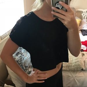 Beaded black crop top